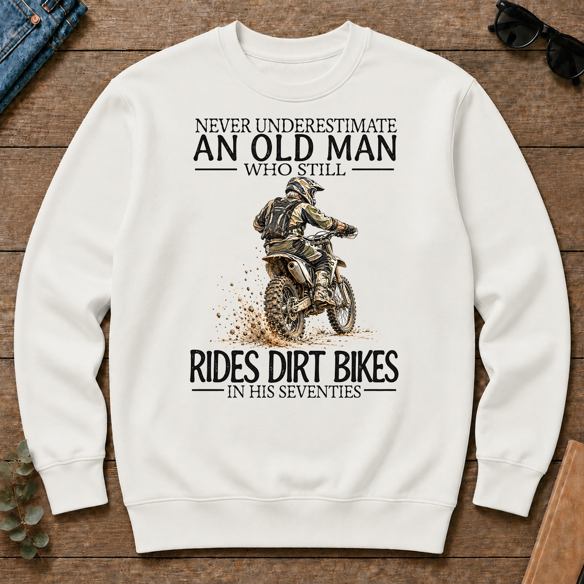 An Old Man Who Still Rides Dirt Bikes In His Seventies - white - CS2D-White