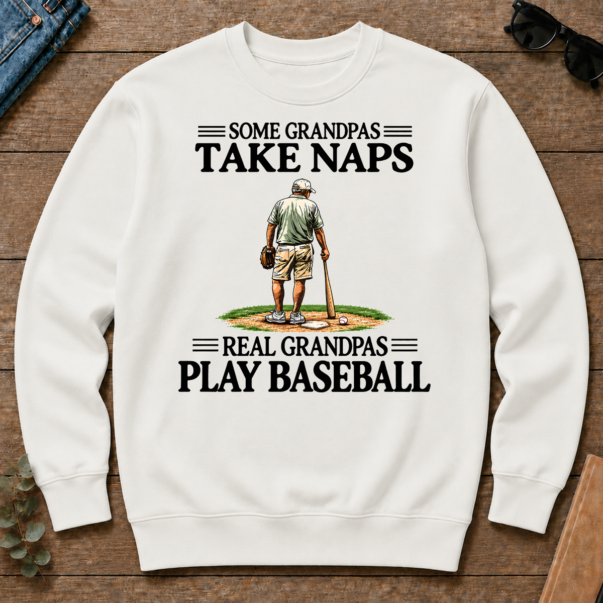 Real Grandpas Play Baseball Vintage - white - CS2D-White