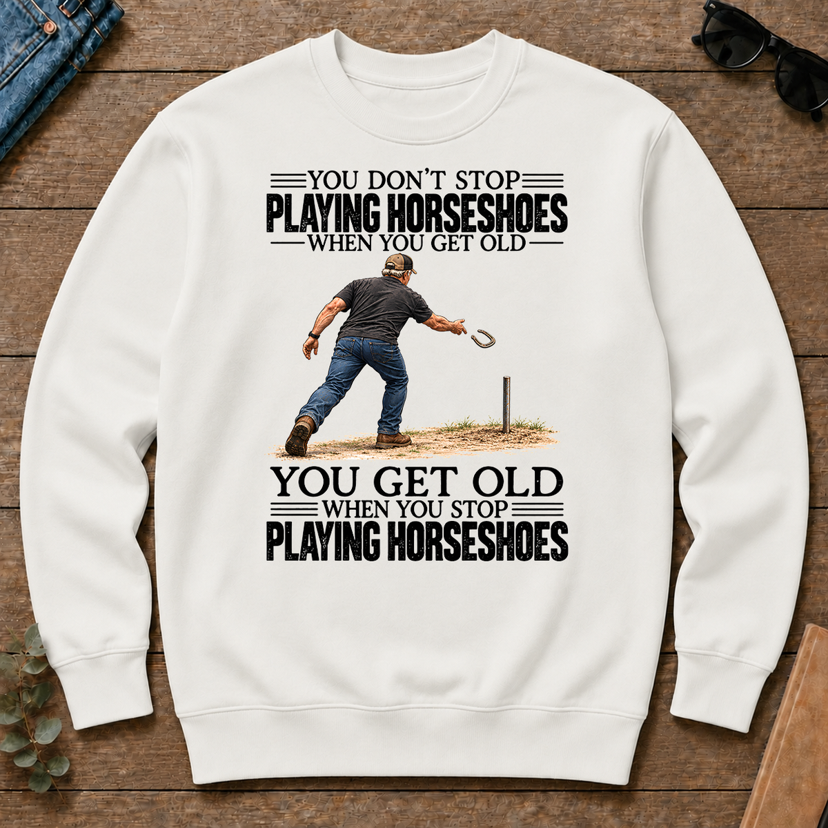 Vintage You Get Old When You Stop Playing Horseshoes - white - CS2D-White
