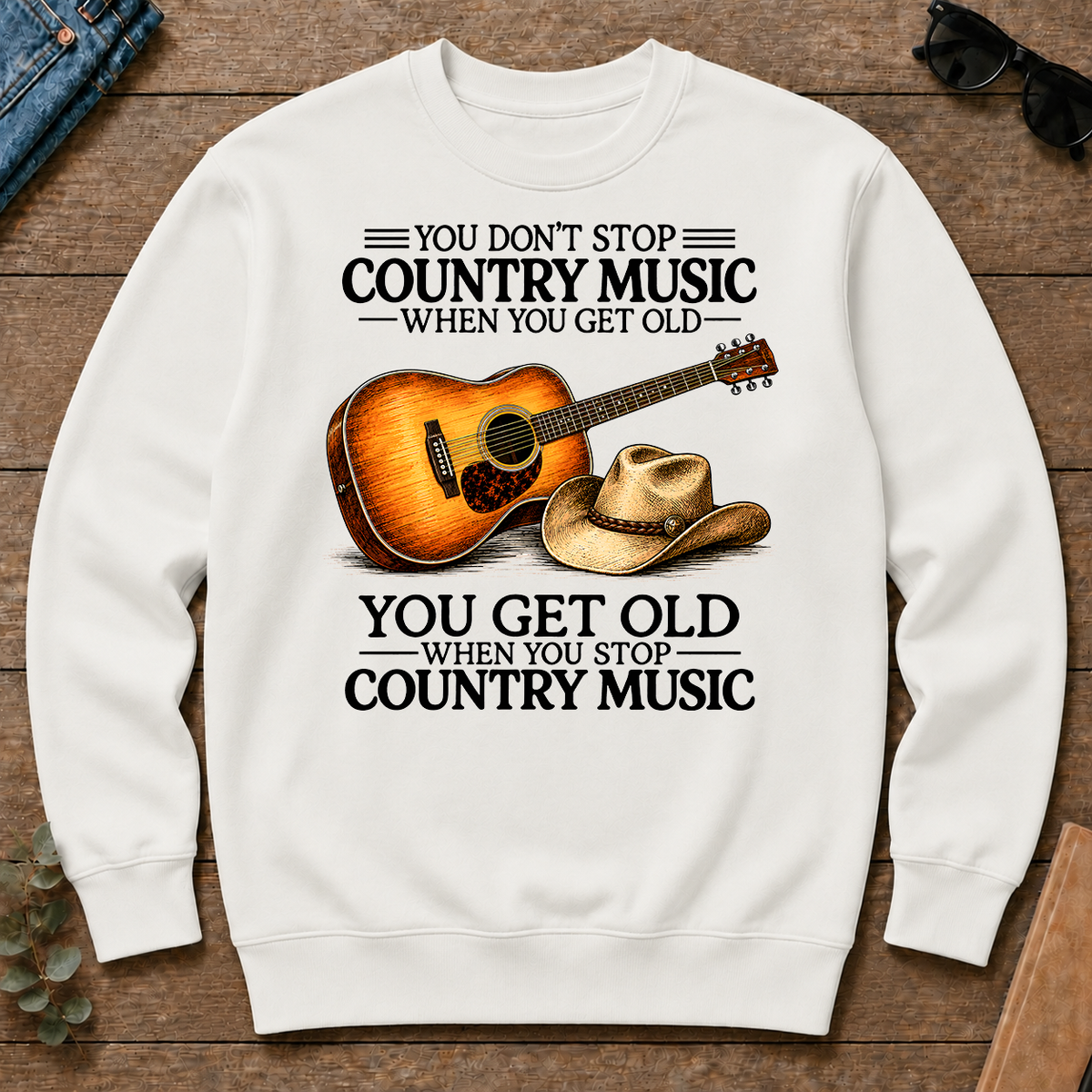 Don't Stop Playing Country Music Vintage Art - white - CS2D-White