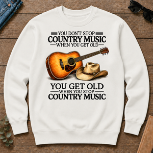 Don't Stop Playing Country Music Vintage Art - white - CS2D-White