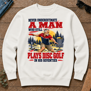A Man Still Plays Disc Golf In His 70s - white - CS2D-White