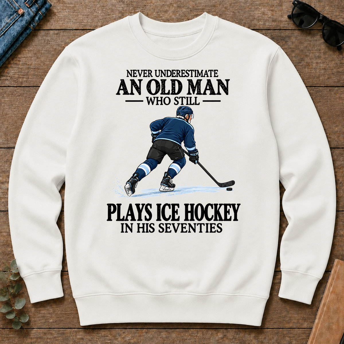 An Old Man Still Plays Ice Hockey In His Seventies - white - CS2D-White