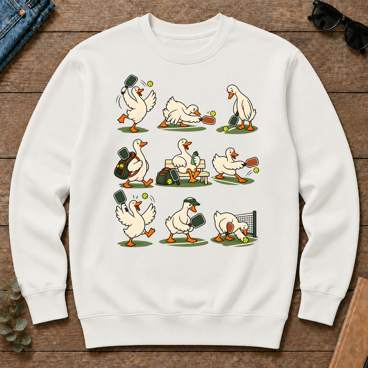 Funny Ducks Playing Pickleball - white - CS2D-White