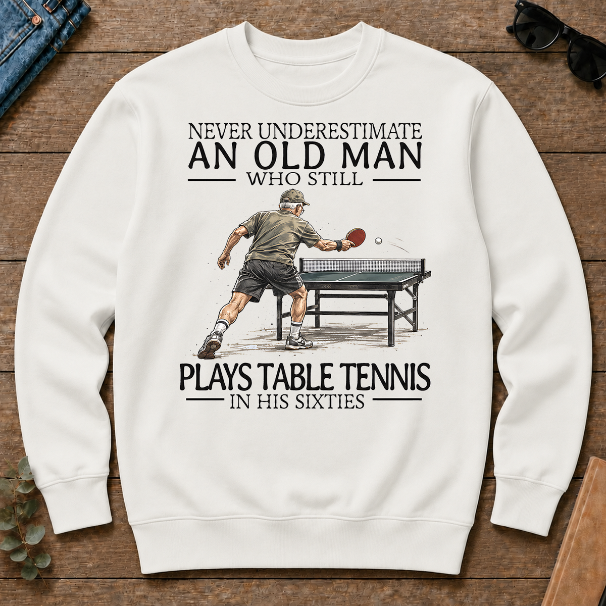 An Old Man Who Still Plays Table Tennis In His Sixties - white - CS2D-White