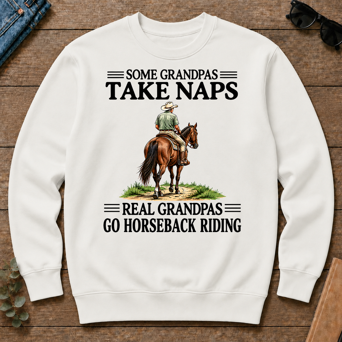 Real Grandpas Go Horseback Riding Vintage - white - CS2D-White
