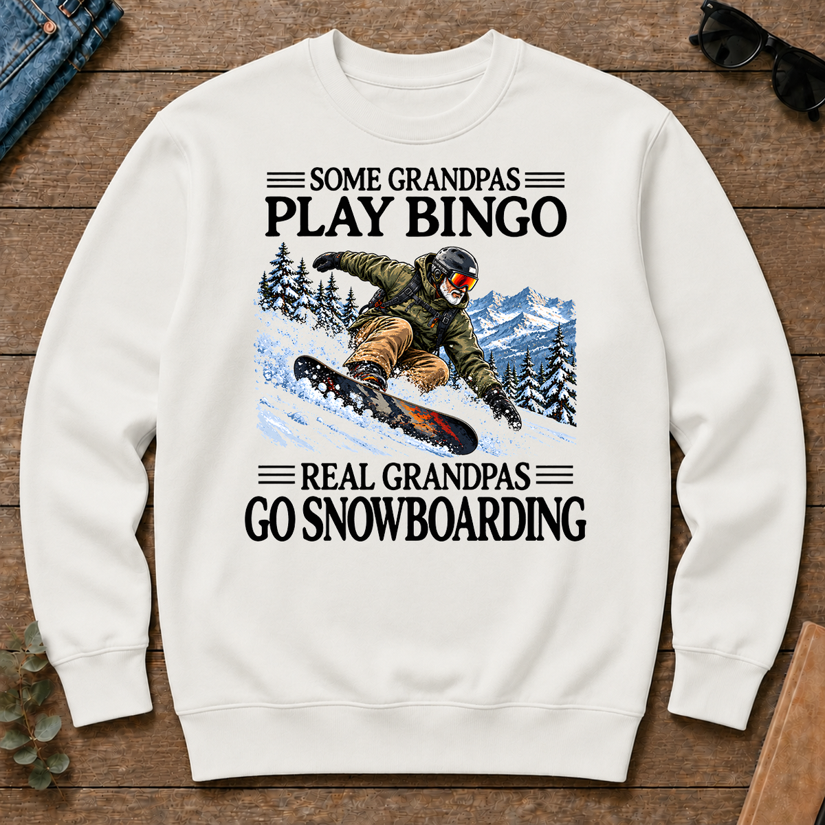 Some Grandpas Play Bingo Real Grandpas Go Snowboarding - white - CS2D-White