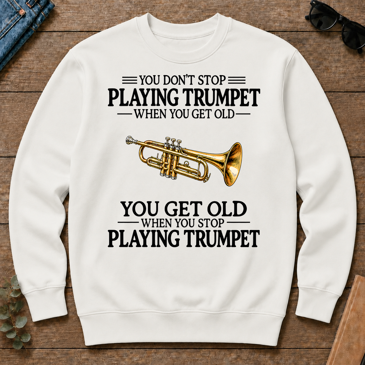 Don't Stop Playing Trumpet Vintage Art - white - CS2D-White