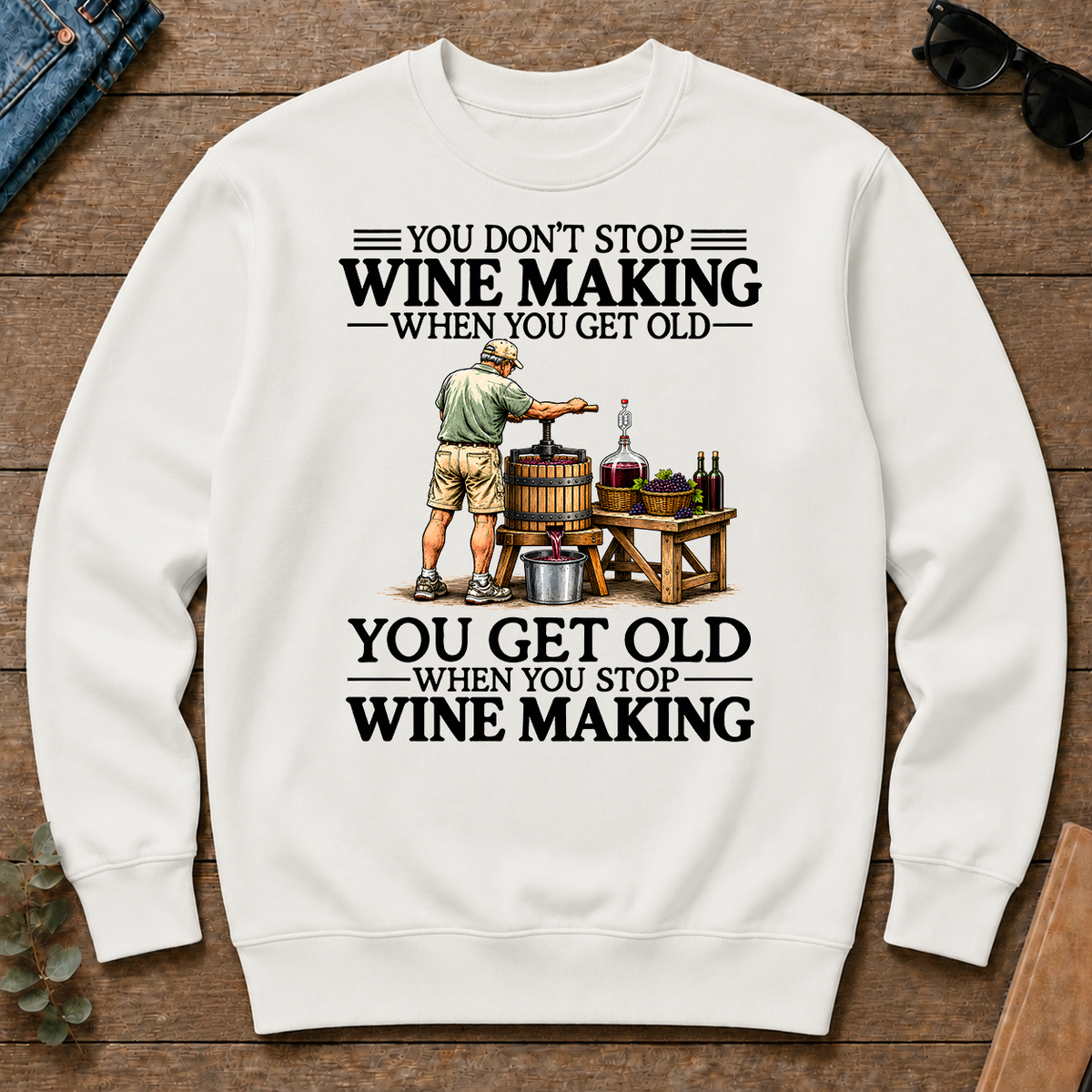 Don't Stop Wine Making Vintage Art - white - CS2D-White