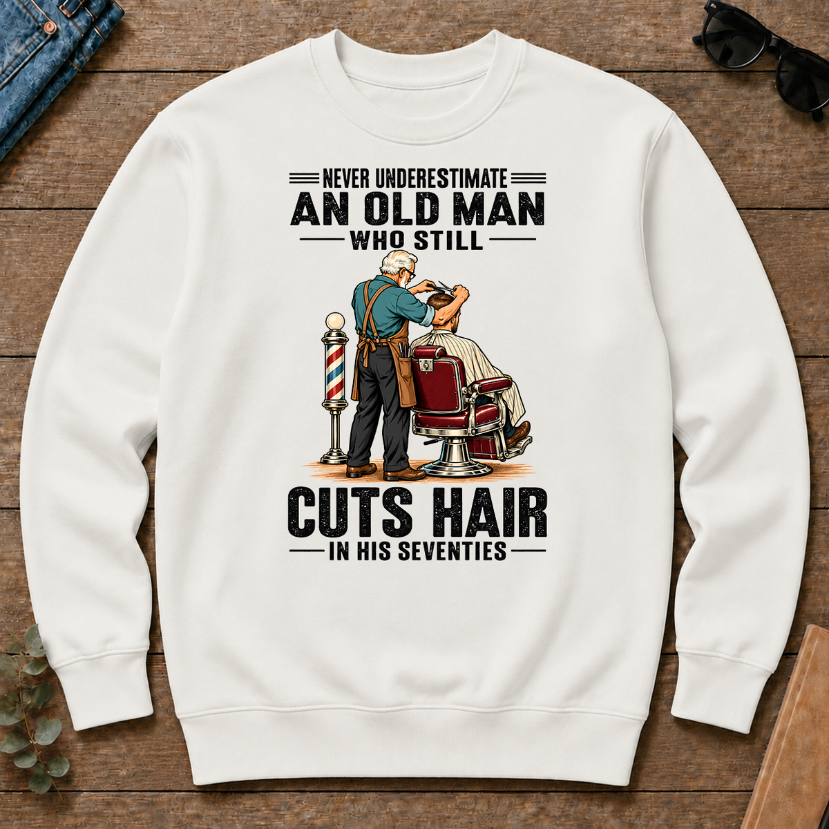 An Old Man Still Cuts Hair In His 70s - white - CS2D-White