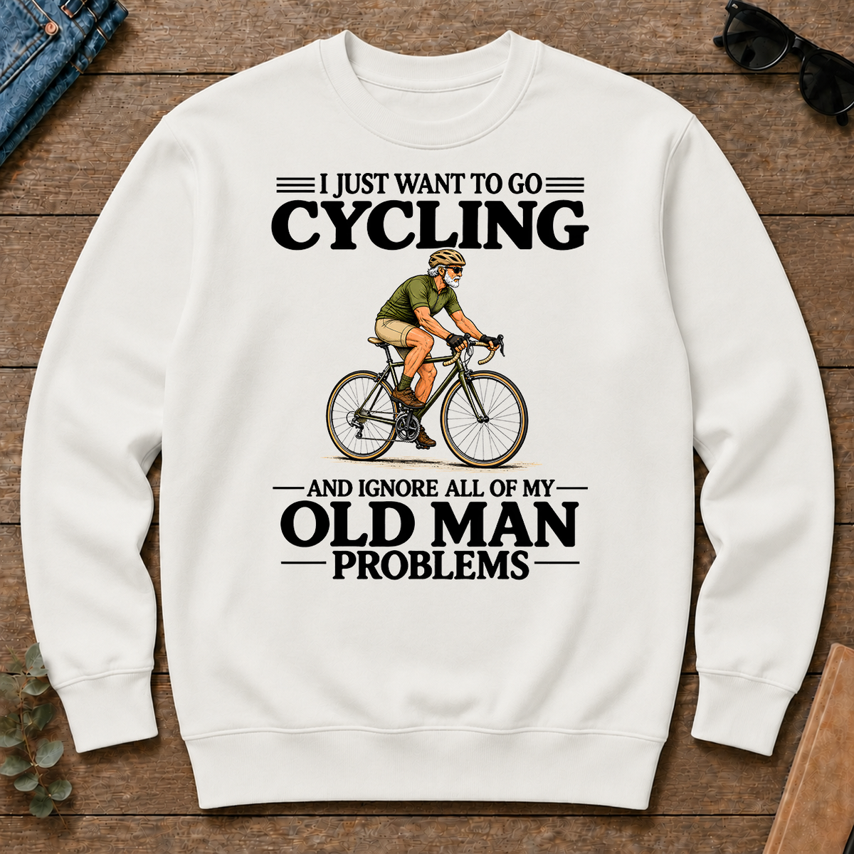 I Just Want To Go Cycling Vintage - white - CS2D-White