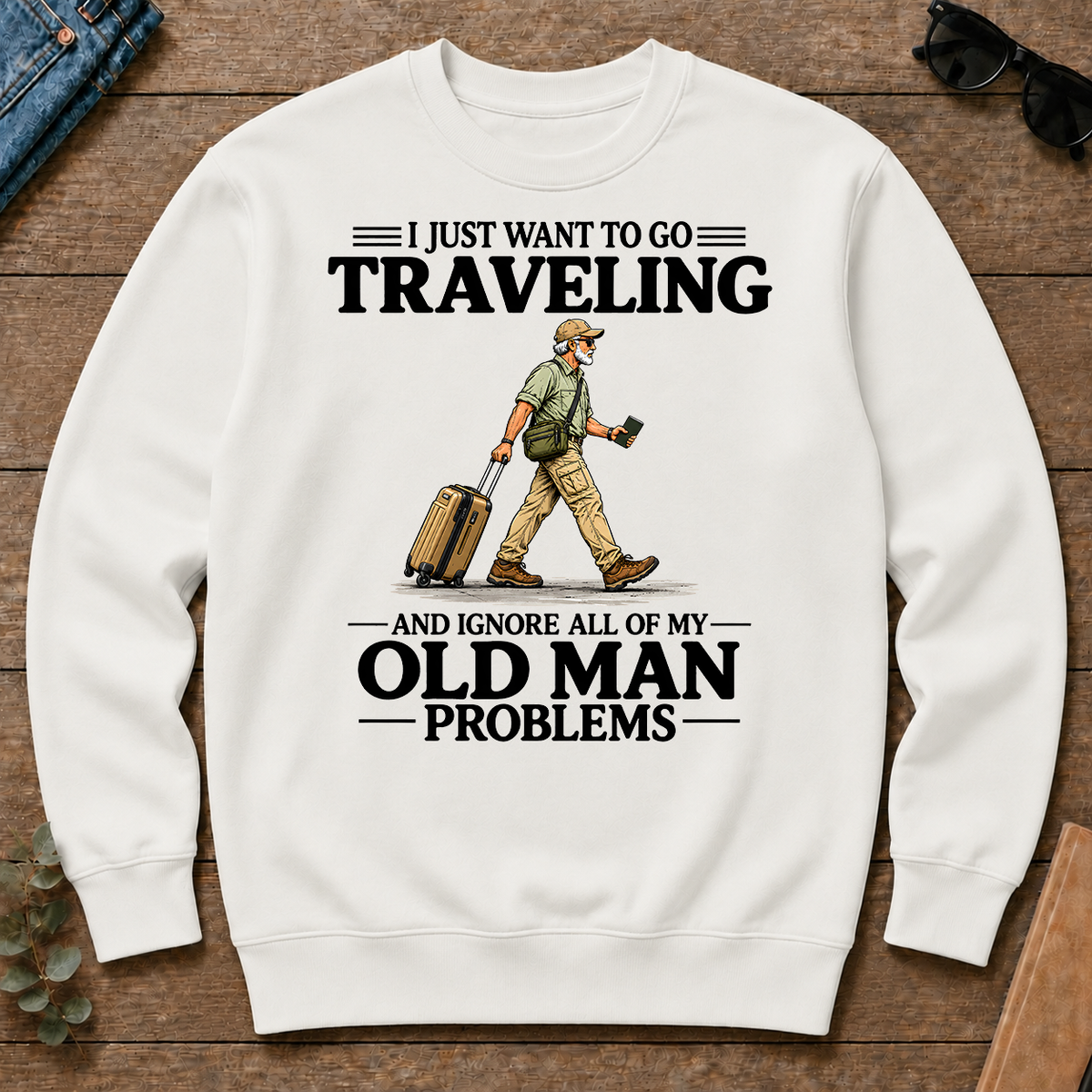 I Just Want To Go Traveling Vintage - white - CS2D-White