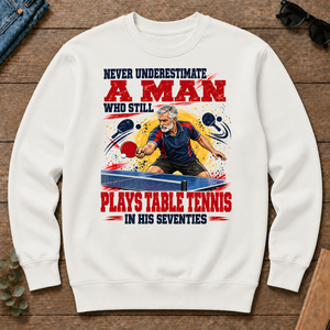 A Man Still Plays Table Tennis In His 70s - white - CS2D-White