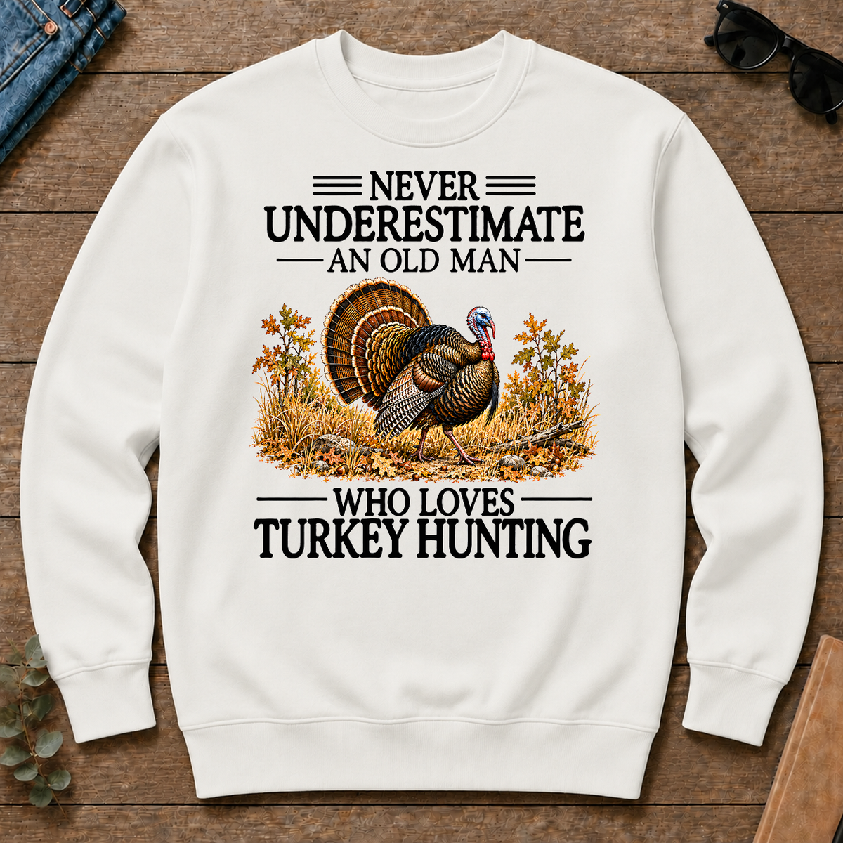 Never Underestimate An Old Man Who Loves Turkey Hunting - white - CS2D-White