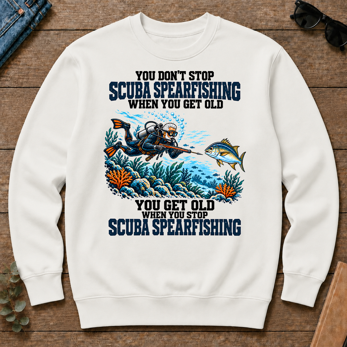 You Get Old When You Stop Scuba Spearfishing - white - CS2D-White