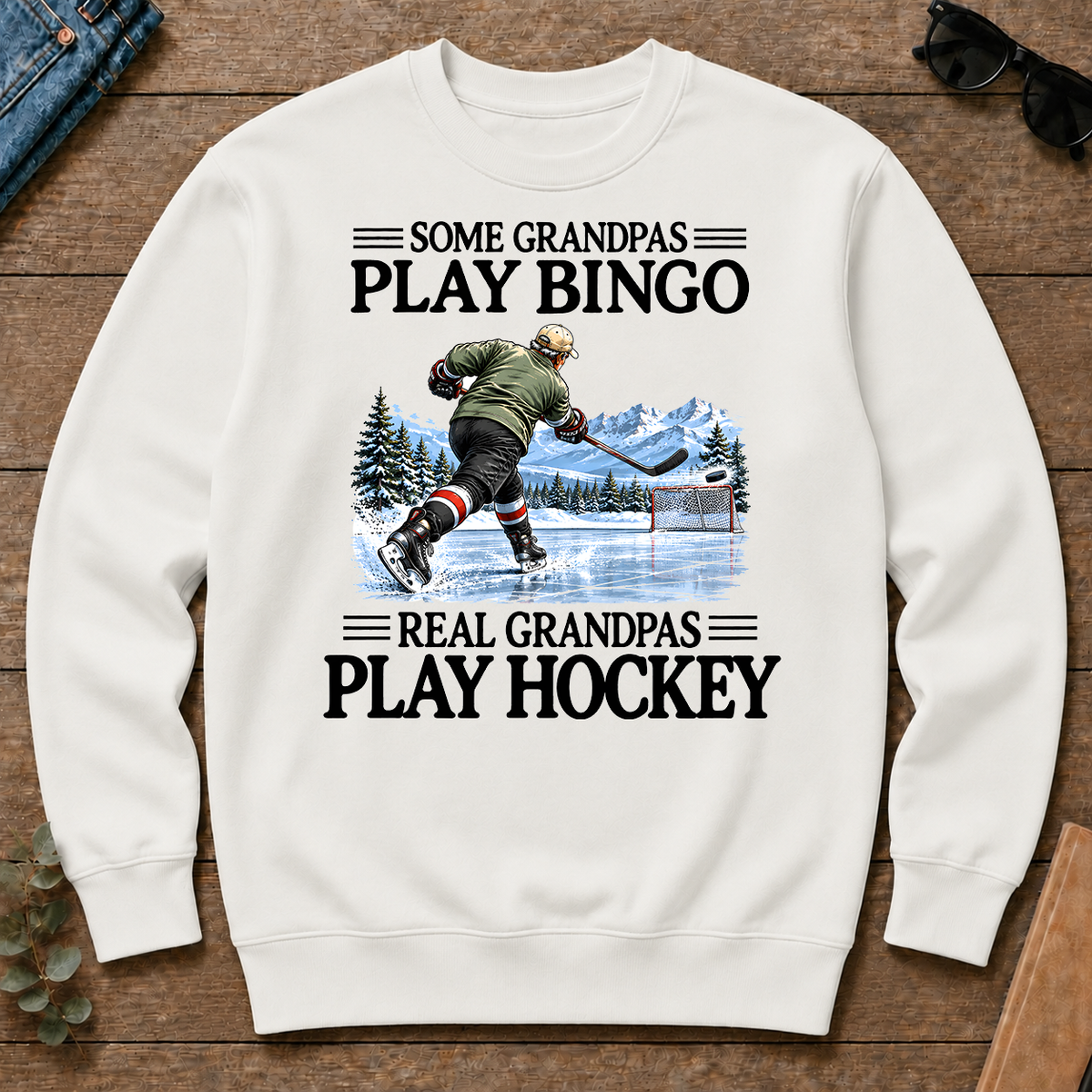 Some Grandpas Play Bingo Real Grandpas Play Hockey - white - CS2D-White