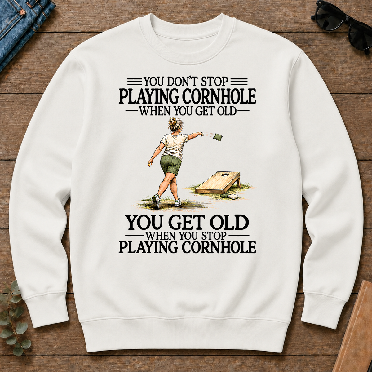 Don't Stop Playing Cornhole - white - CS2D-White