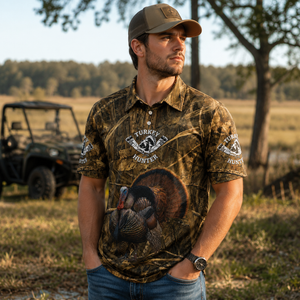 Wild Turkey Hunting Camouflage Polo For Men Shirt