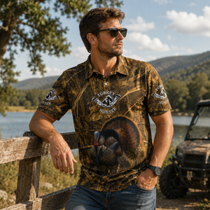 Wild Turkey Hunting Camouflage Polo For Men Shirt