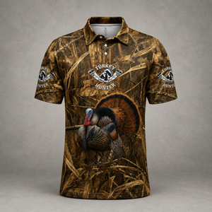 Wild Turkey Hunting Camouflage Polo For Men Shirt