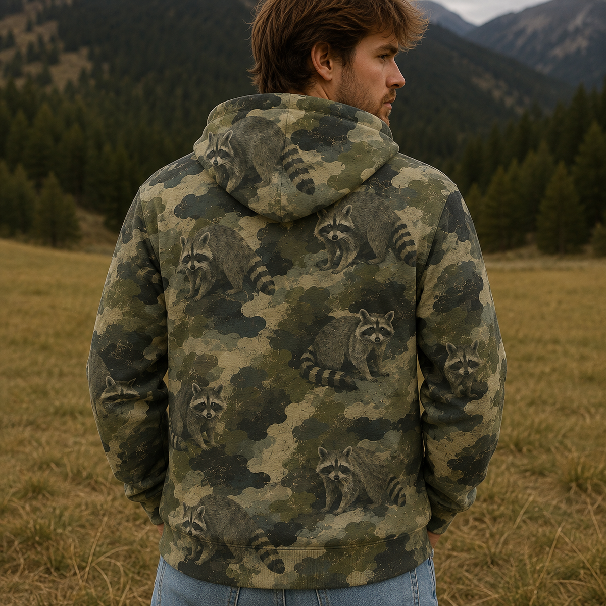 Raccoon Camouflage Graphic Pattern All Over Print Shirt