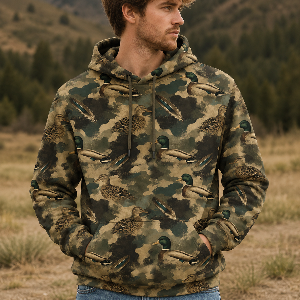 Duck Camouflage Graphic Pattern All Over Print Shirt