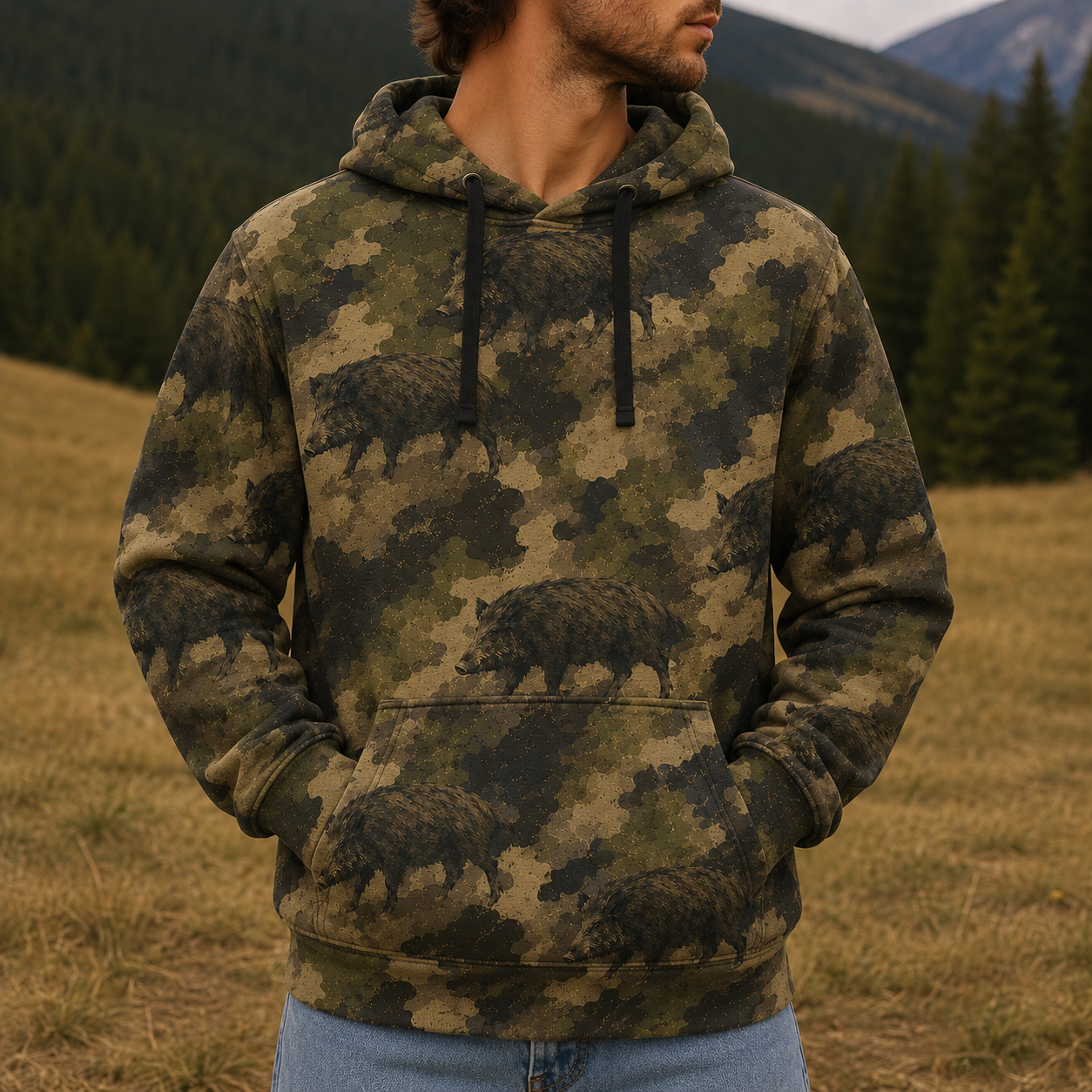 Hog Camouflage Graphic Pattern All Over Print Shirt