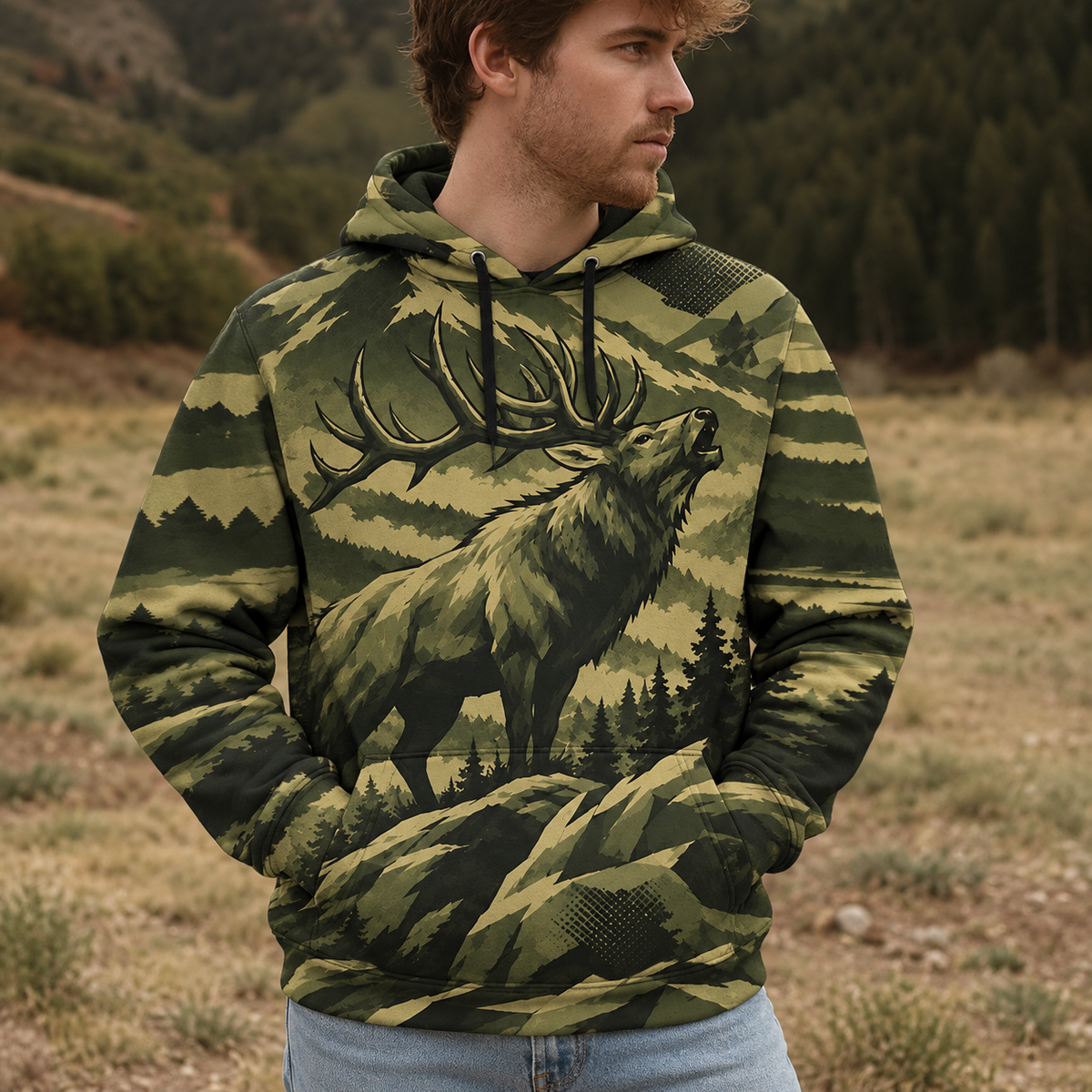 Elk Mountain Peaks Camo All Over Print