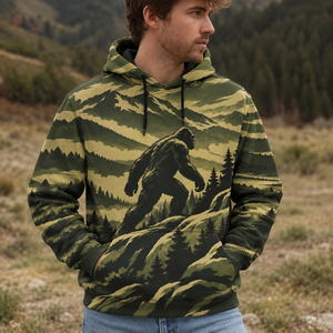 Bigfoot Hiking Mountain Peaks Camo All Over Print