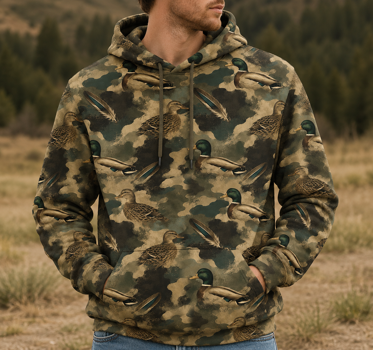 Duck Camouflage Graphic Pattern All Over Print Shirt