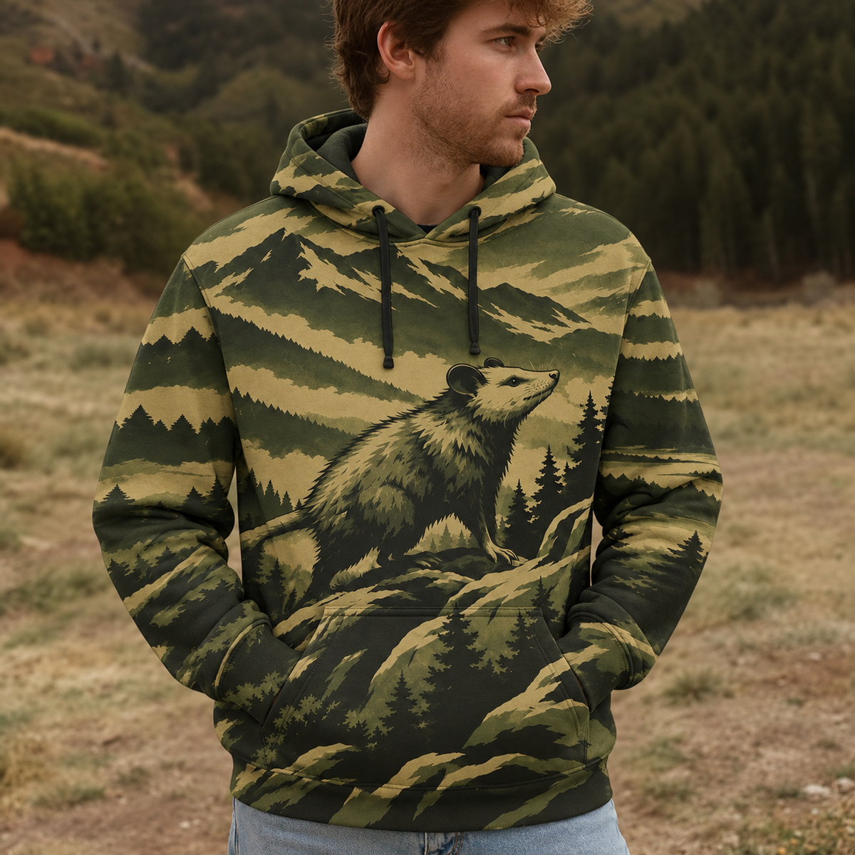 Opossum Mountain Peaks Camo All Over Print