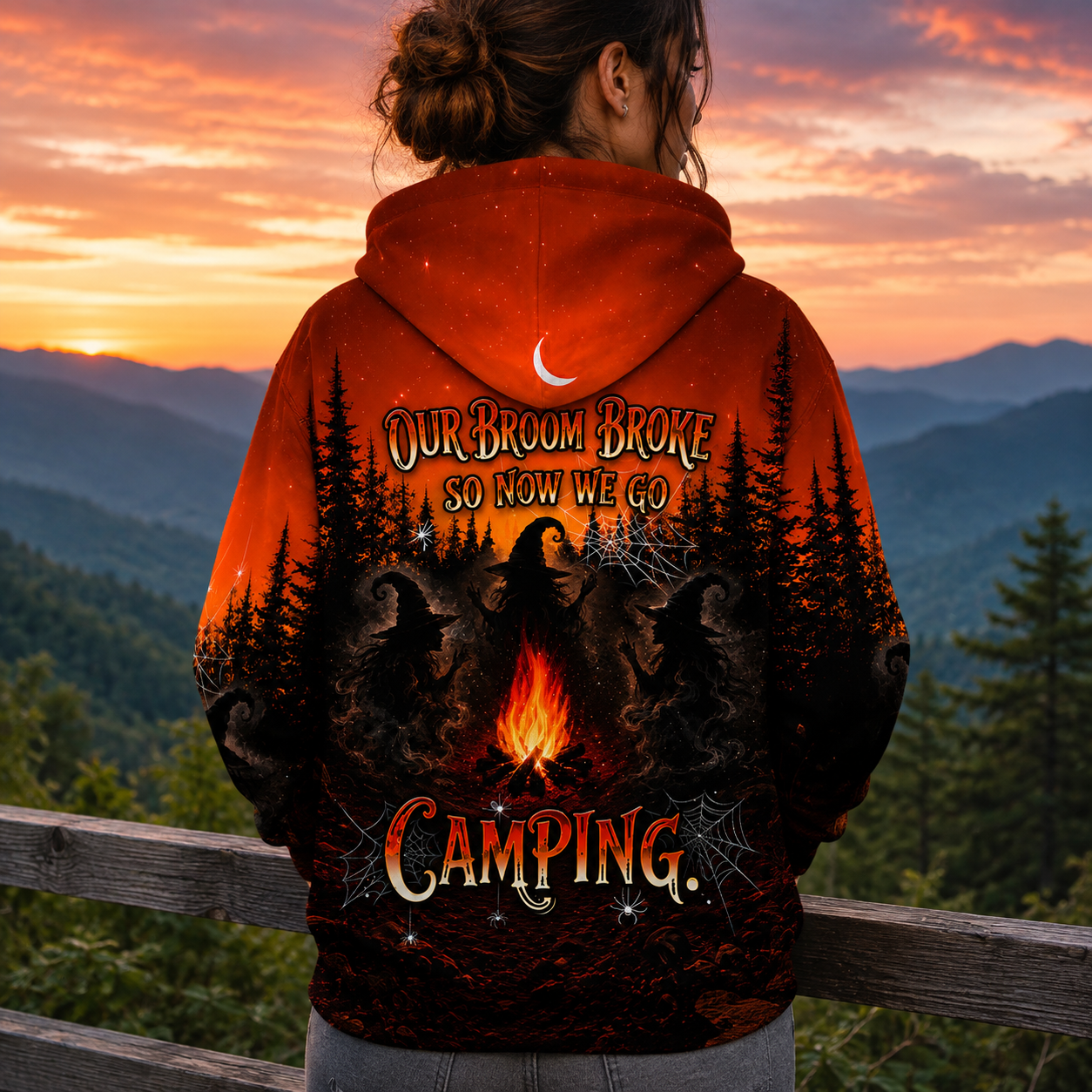 Our Brooms Broke So Now We Go Camping All Over Print Shirt