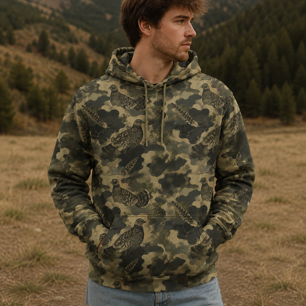 Grouse Camouflage Graphic Pattern All Over Print Shirt