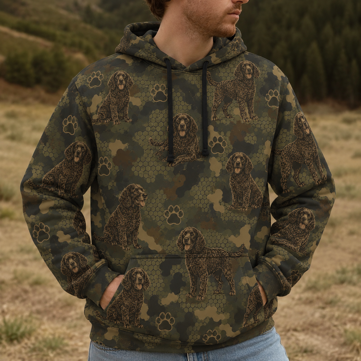 American Water Spaniel Camouflage All Over Print