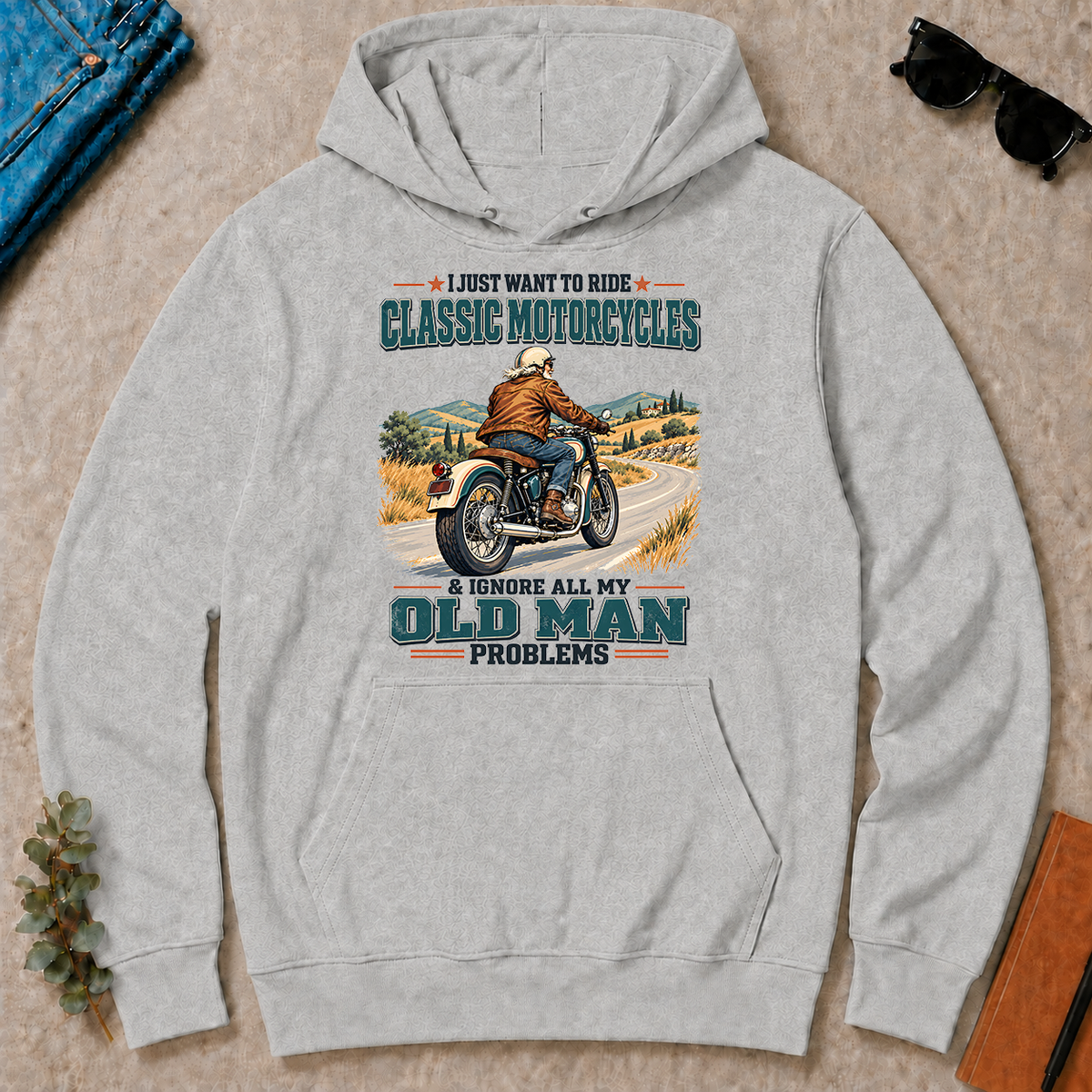 I Just Want To Ride Classic Motorcycles & Ignore All Old Man Problems - ash - HS2D-Ash