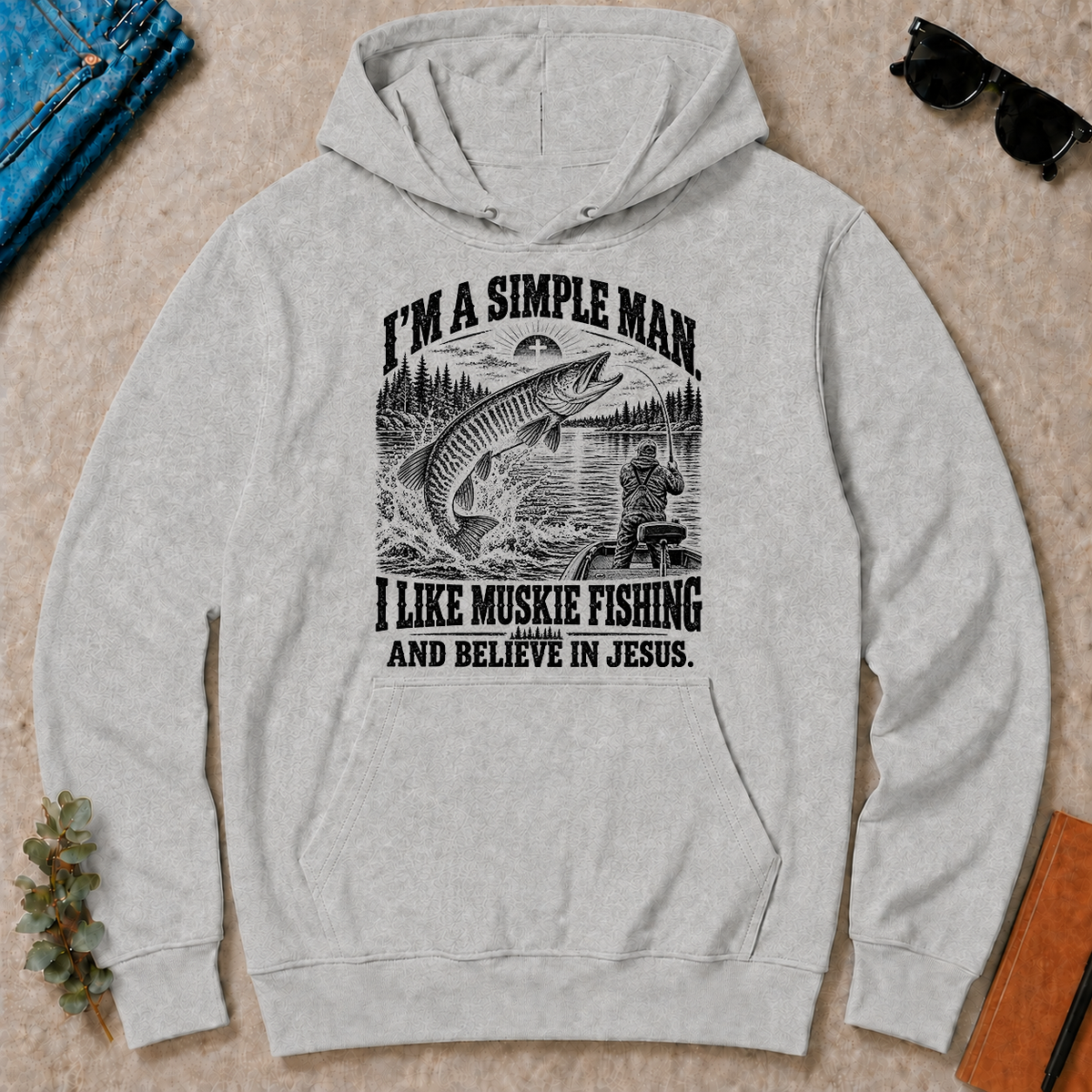 I like Muskie Fishing Believe In Jesus - ash - HS2D-Ash