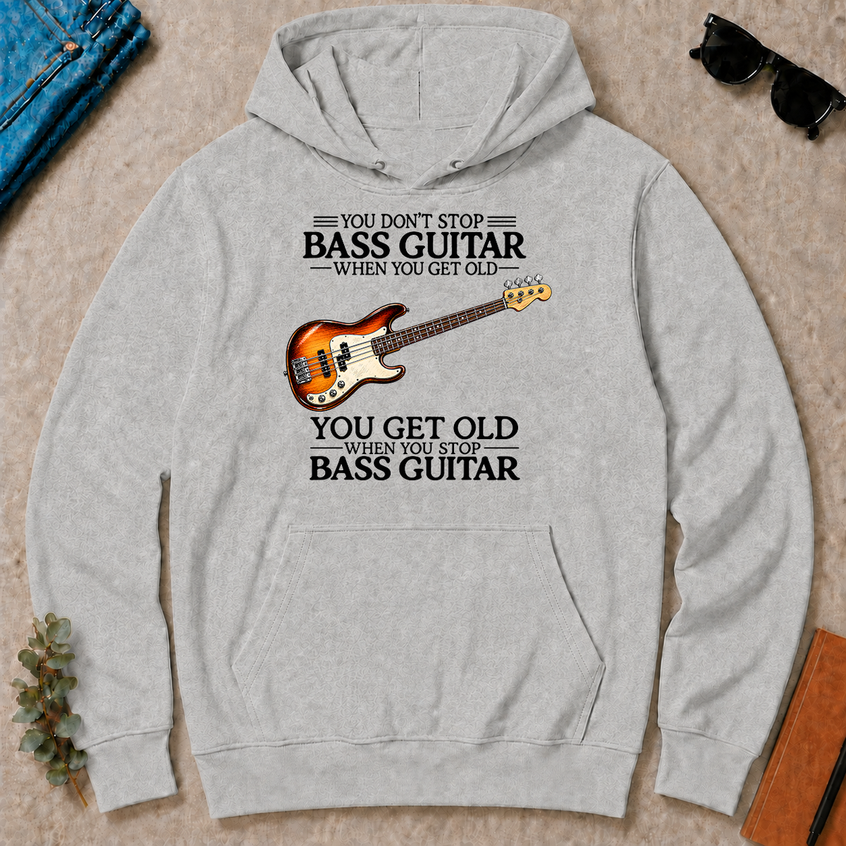 Don't Stop Playing Bass Guitar Vintage Art - ash - HS2D-Ash