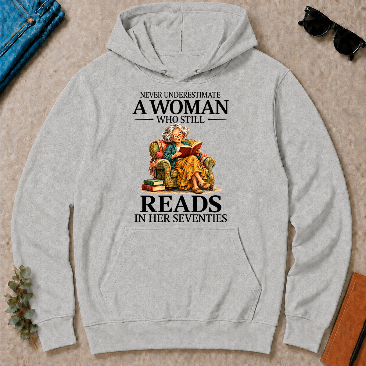 Funny A Woman Still Reads In Her Seventies - ash - HS2D-Ash
