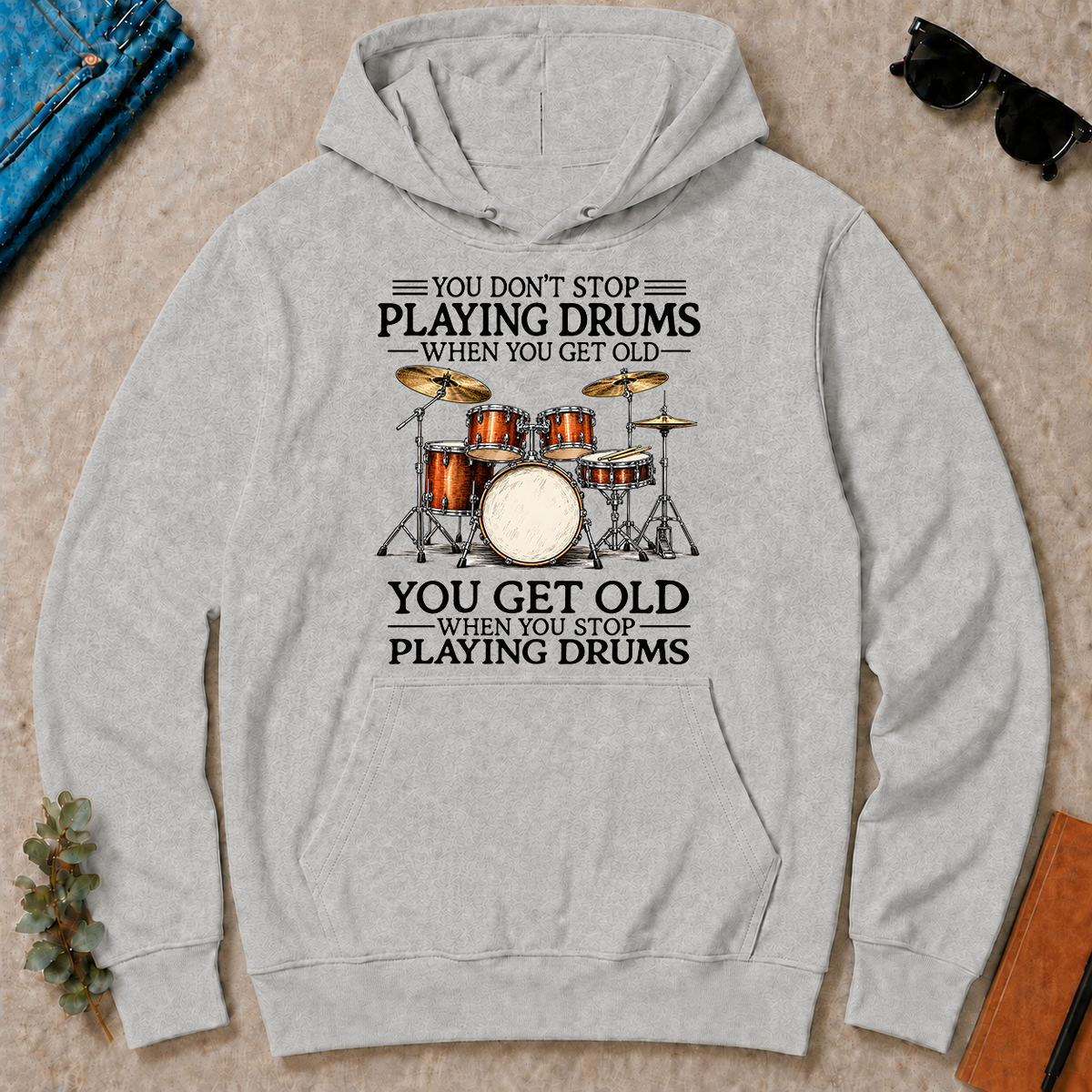 Don't Stop Playing Playing Drums Vintage Art - ash - HS2D-Ash