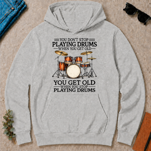 Don't Stop Playing Playing Drums Vintage Art - ash - HS2D-Ash