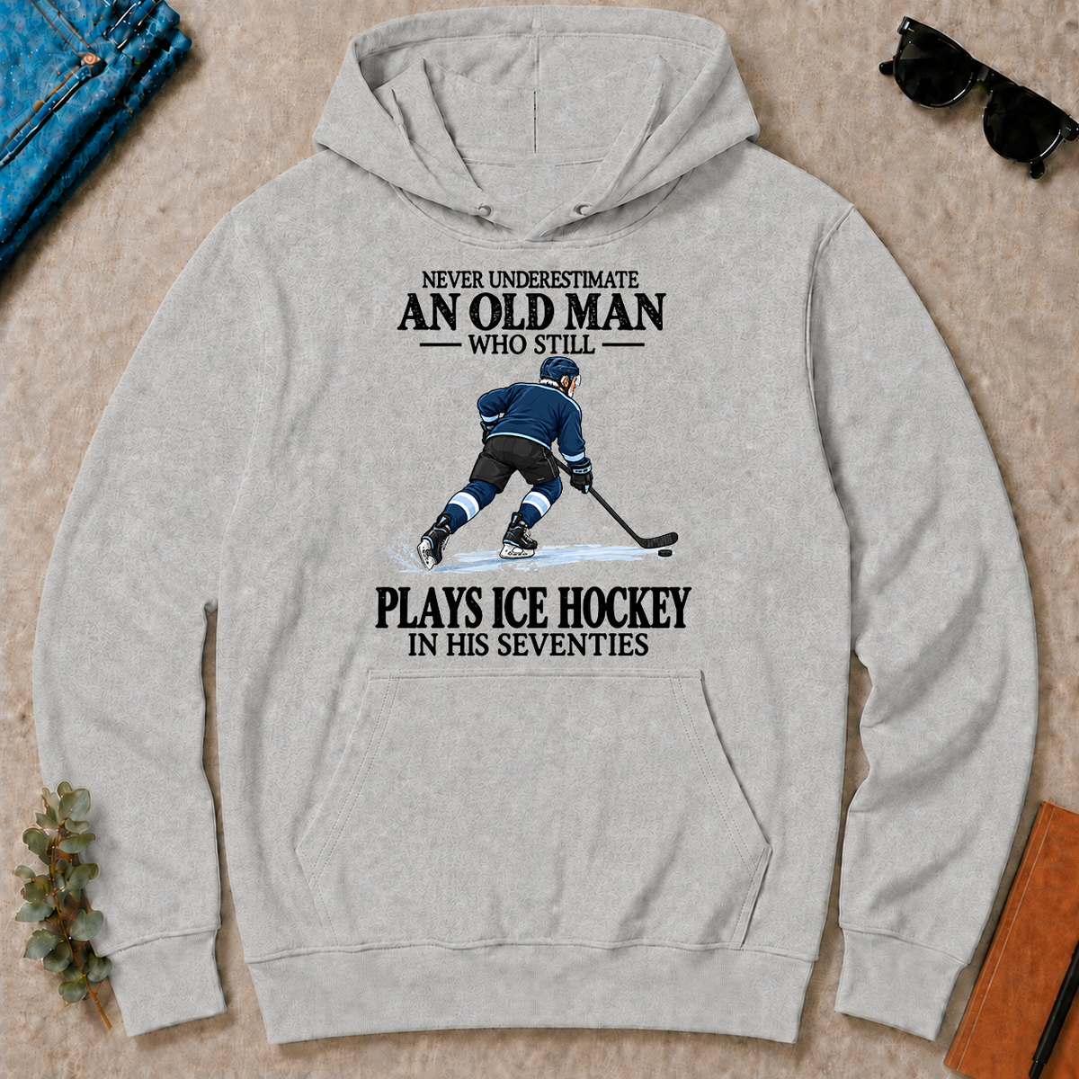 An Old Man Still Plays Ice Hockey In His Seventies - ash - HS2D-Ash