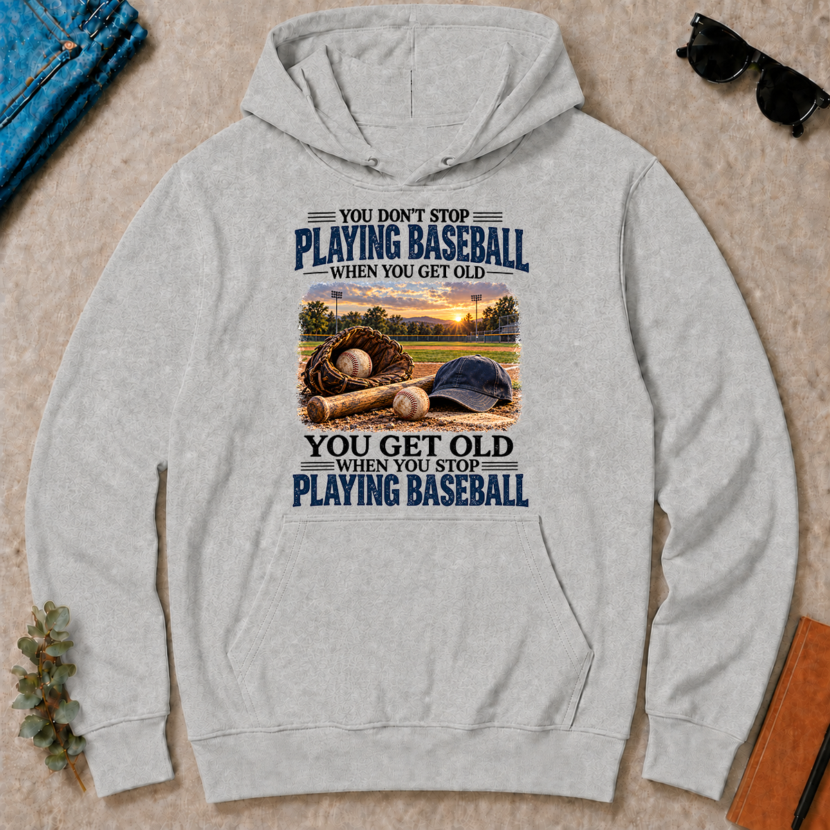 Playing Baseball You Get Old When You Stop - ash - HS2D-Ash