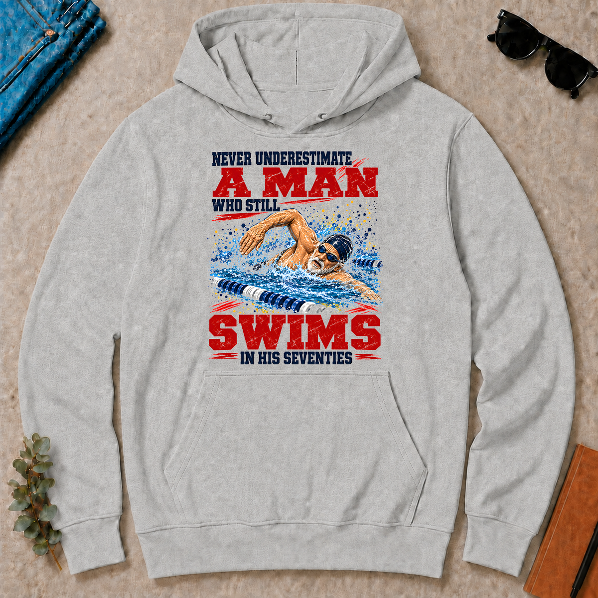 A Man Still Swims In His 70s - ash - HS2D-Ash