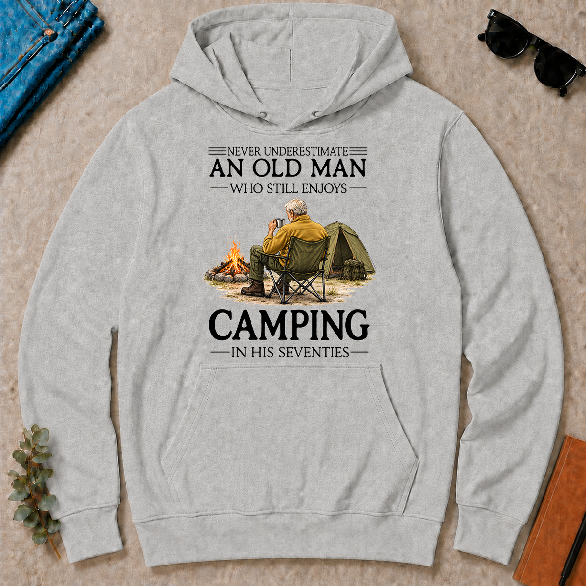 An Old Man Who Still Enjoys Camping In His Seventies - ash - HS2D-Ash