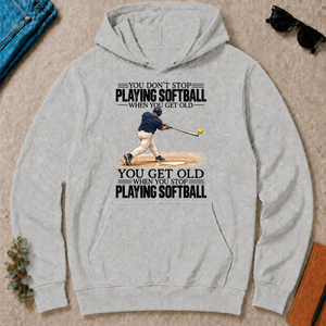 Vintage You Get Old When You Stop Playing Softball - ash - HS2D-Ash