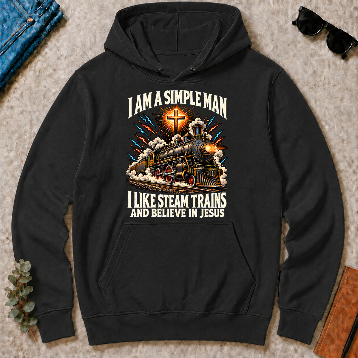 I Like Steam Trains & Believe In Jesus - black - HS2D-Black