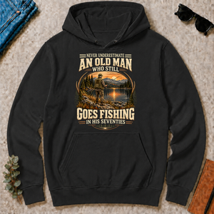 An Old Man Goes Fishing In 70s - black - HS2D-Black