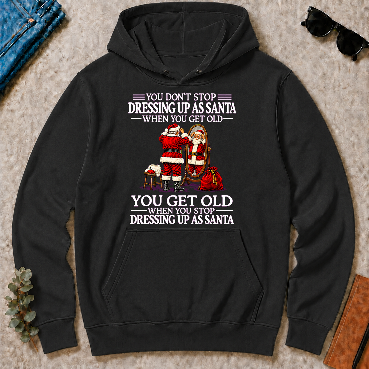 Old Man Don't Stop Dressing Up as Santa - black - HS2D-Black