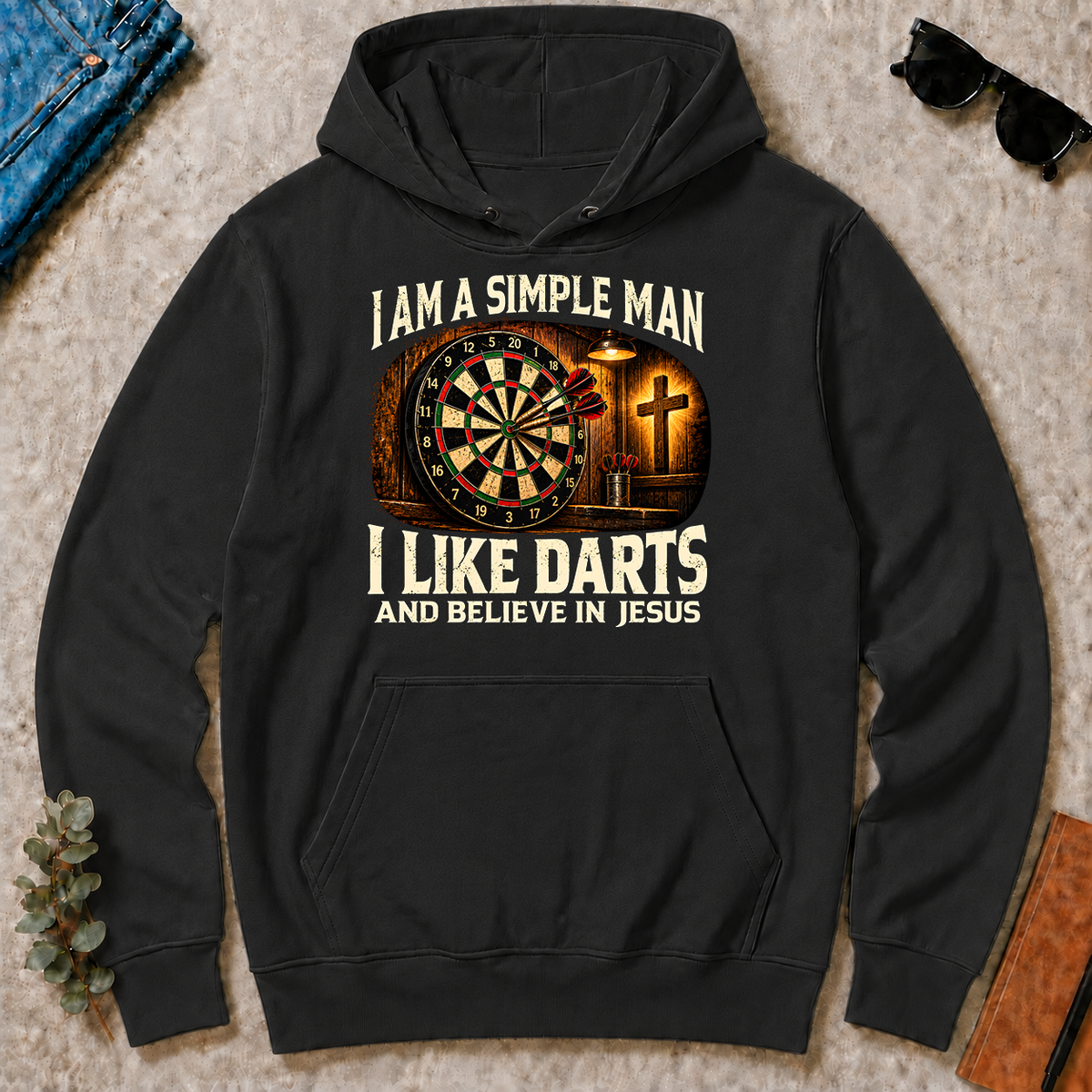 I Am Simple Man I Like Darts - black - HS2D-Black