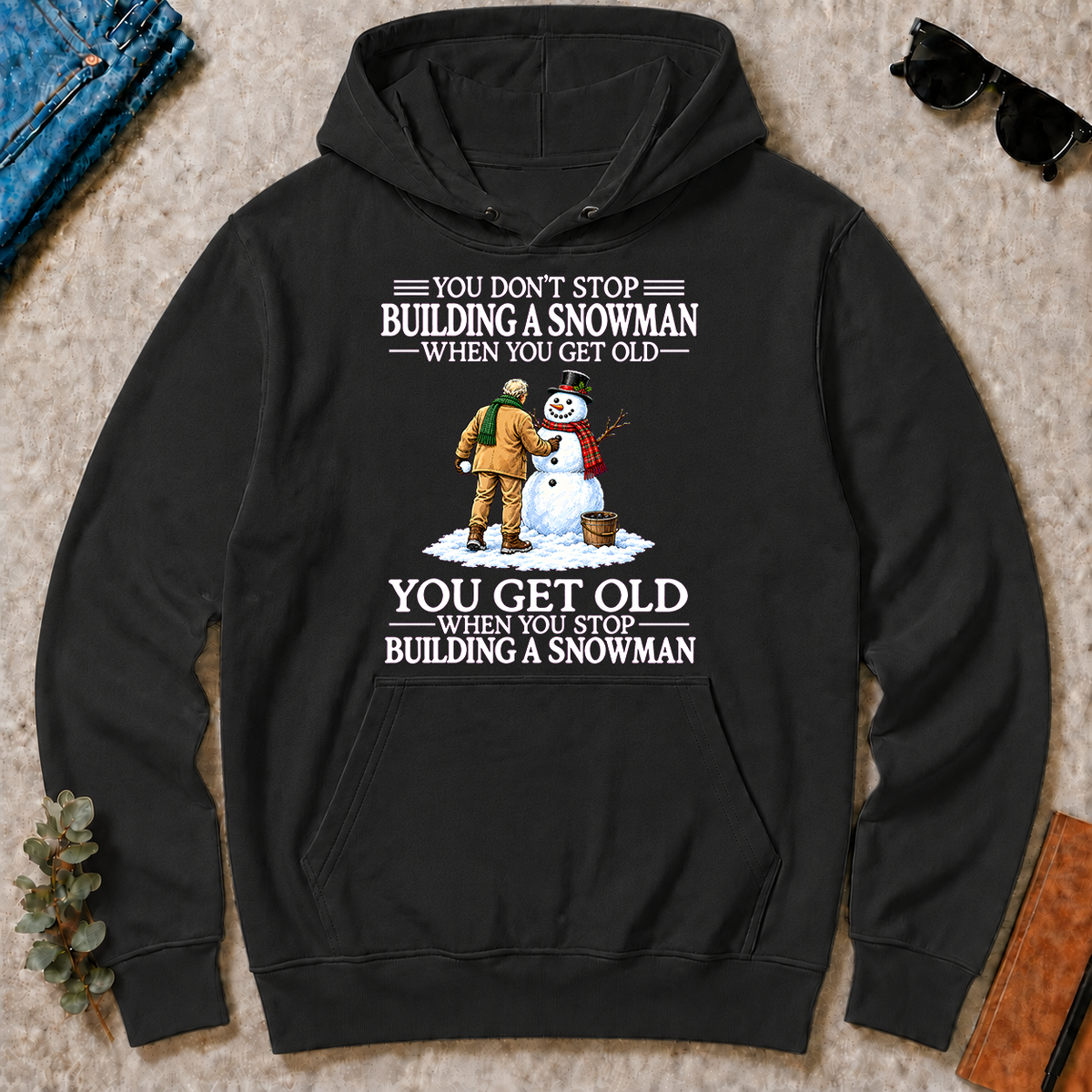 Old Man Don't Stop Buiding a Snowman - black - HS2D-Black